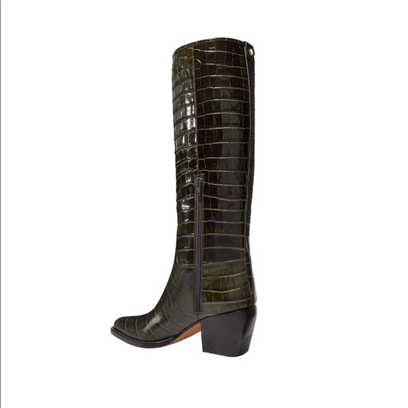 Sold CHLOÉ Crocodile-effect leather knee-high boot - Picture 3 of 7